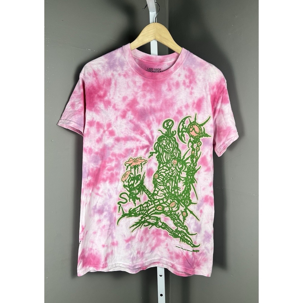 Lady Gaga Chromatica Ball Tour T-Shirt 2022 Pink Tye-Dye Cotton Super Clean S